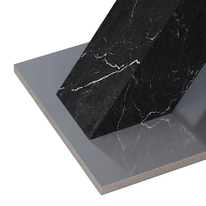 Modern Rectangle Dining Table With Stretchable TopAnd X Shape Legs
