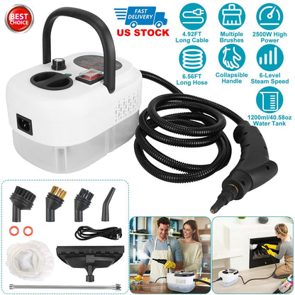 2500W Handheld Steamer Cleaner Multifunctional Little Steamer Powerful High Temp Steam Clean Machine for Cleaning Car Detailing Couch Floor Tile Micro