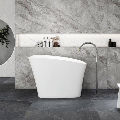 51-Inch Freestanding Solid Surface Deep Soaking Bathroom Bathtub with Seat