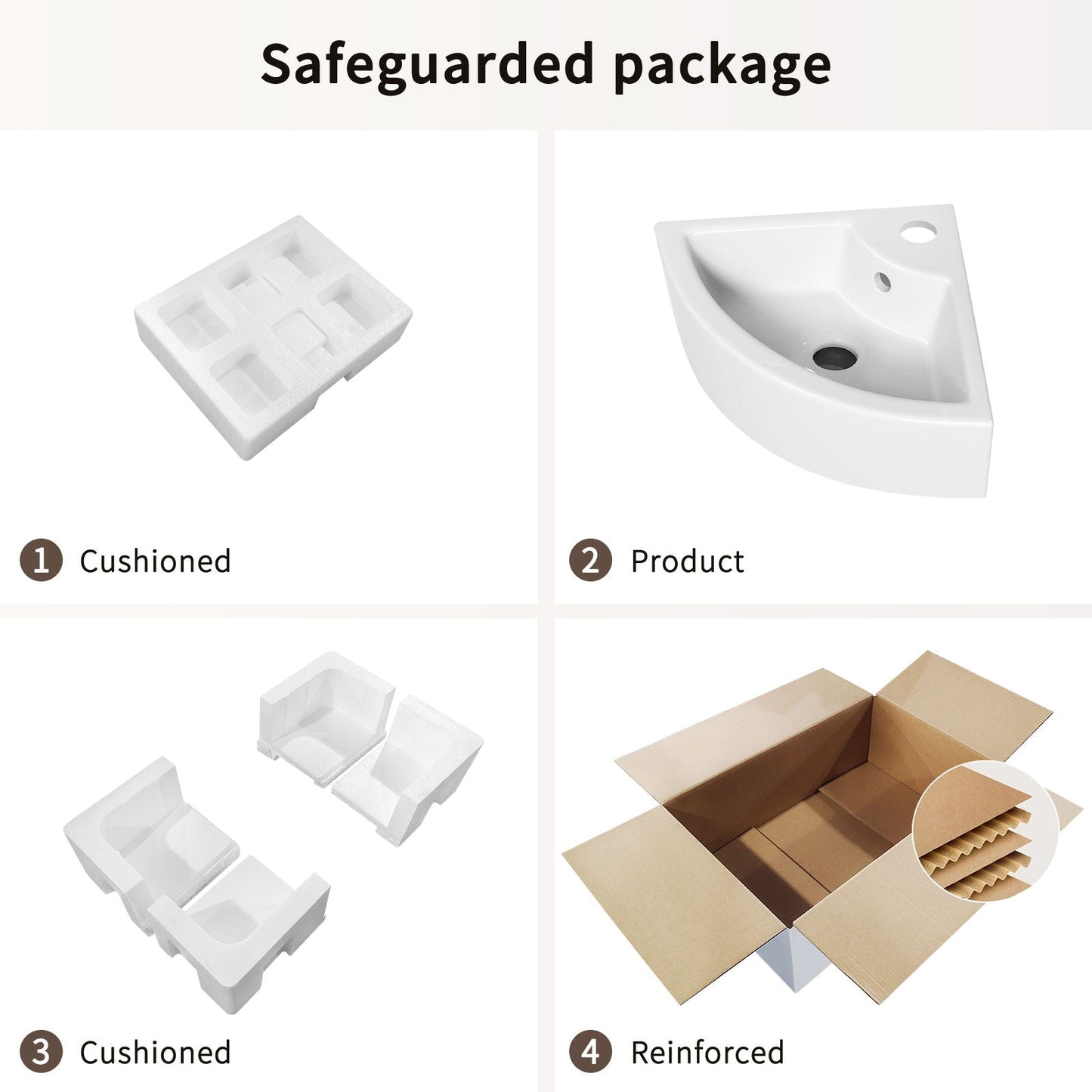 Triangle Corner Sink For Bathroom - Milk White