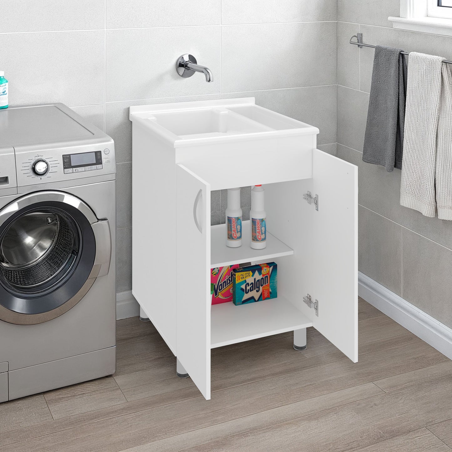 Foster 2 Door Utility Tub and Sink Freestanding Cabinet
