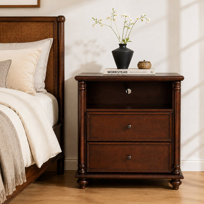 28" Nightstand with Charging Station, Rustic