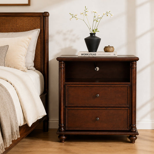 28" Nightstand with Charging Station, Rustic