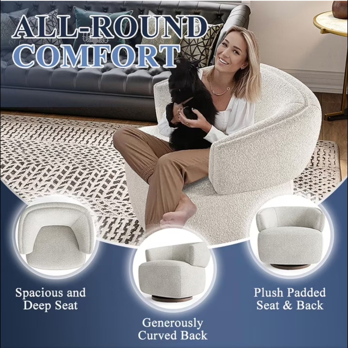 Swivel Barrel Accent Oversized Club Chair