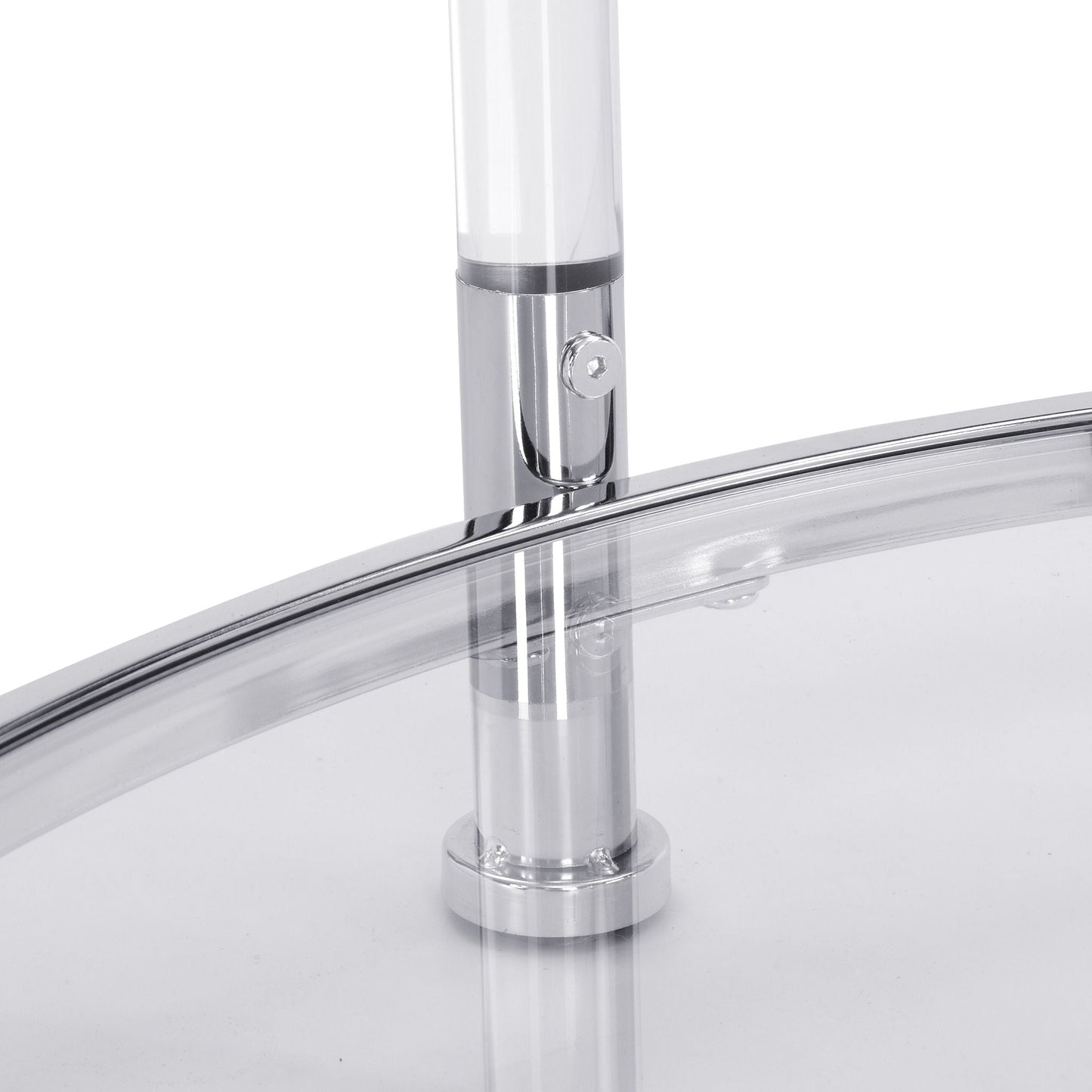 Contemporary Acrylic, Coffee Table, Round Tempered Glass Coffee Table - Chrome / Silver