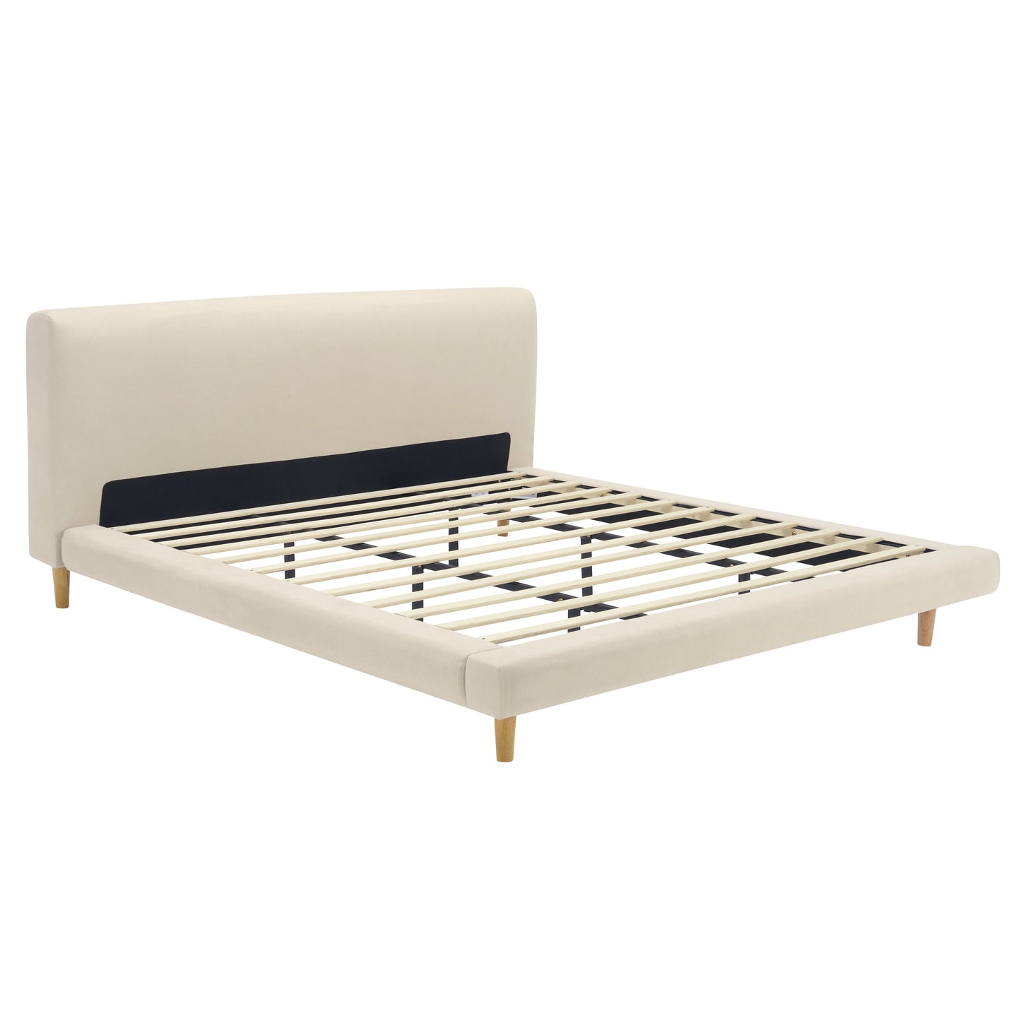 Beige Chunky Headboard Bed Frame, King