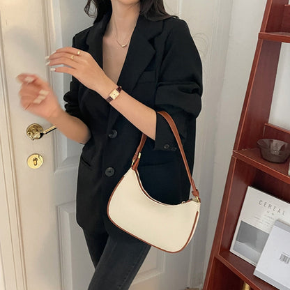 Summer female shoulder bag, contrasting crescent moon bag, small shoulder bag, small hobo purse, saddle bag shoulder handbag