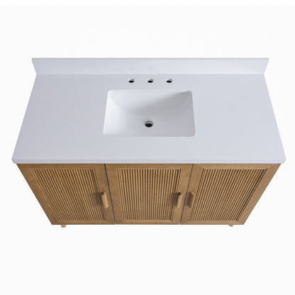 Fully Assembled 48" Freestanding Single Sink Light Coffee Bathroom Vanity