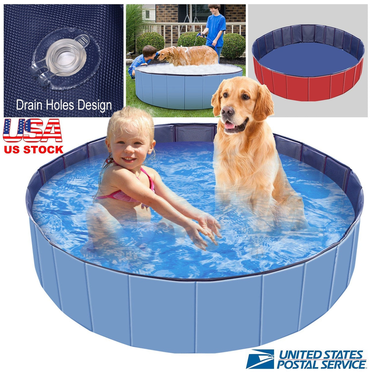 Foldable Pet Swimming Pool - Portable PVC - Gbruno