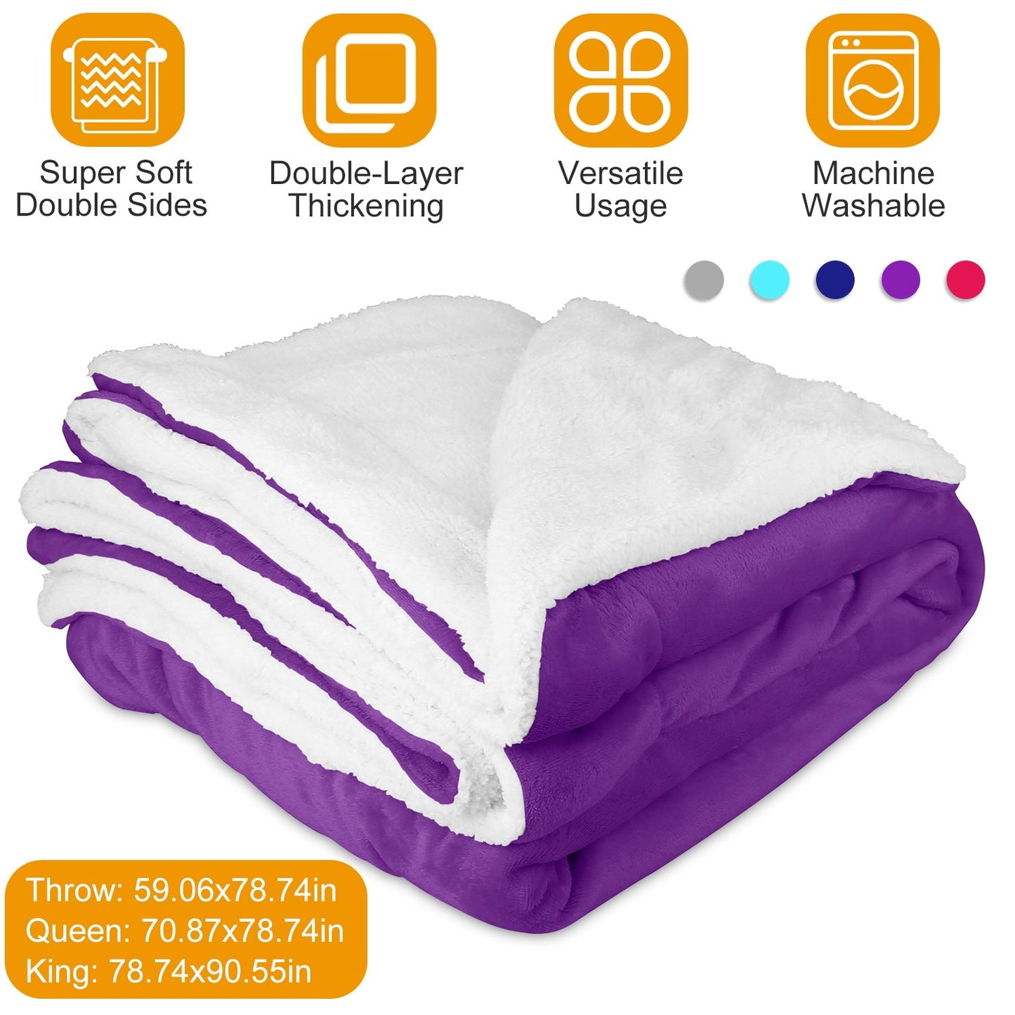 Fleece Throw Blanket - Double-Sided Soft Microfiber Polyester