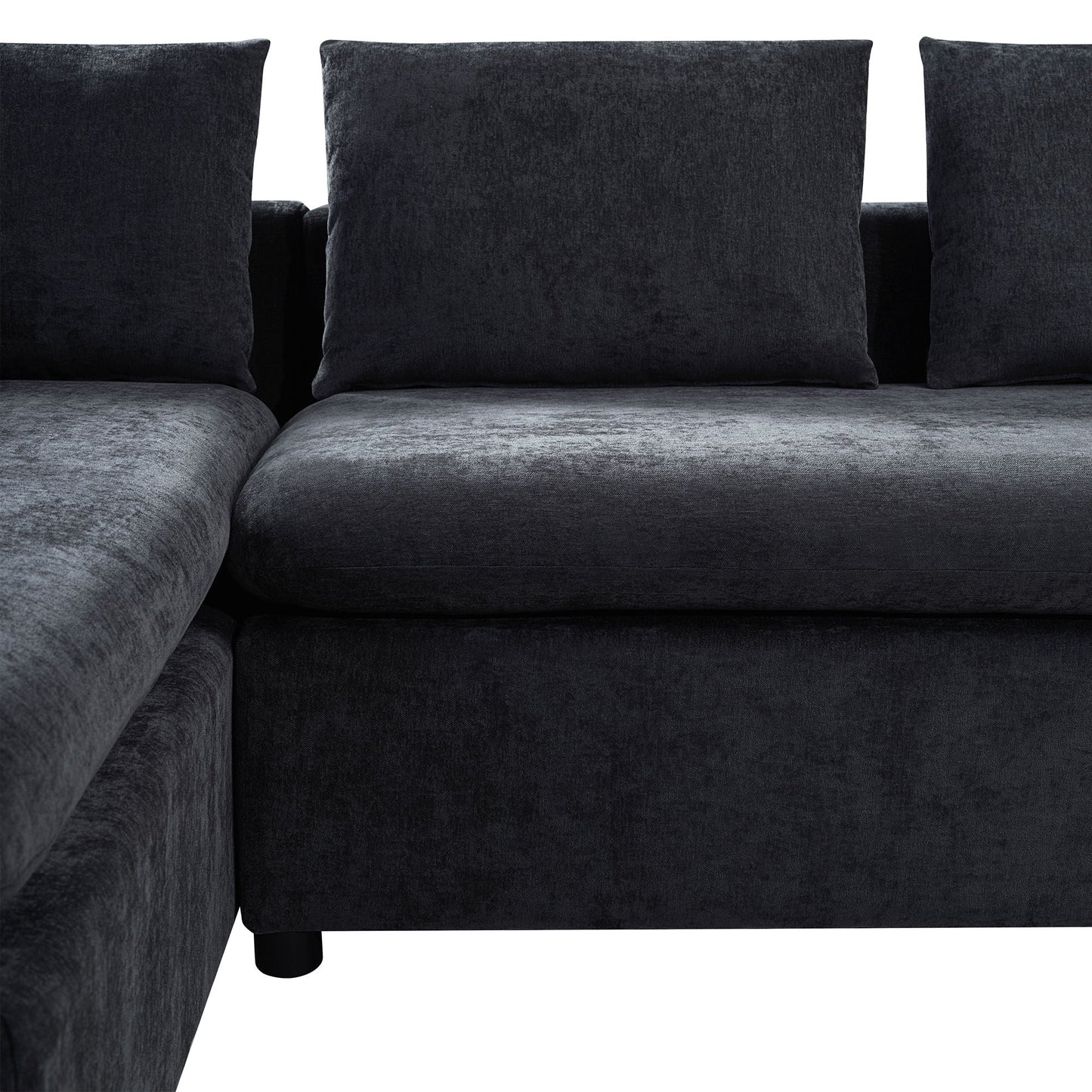 Modern L Shaped Sectional Sofa With Upholstery And Wooden Storage