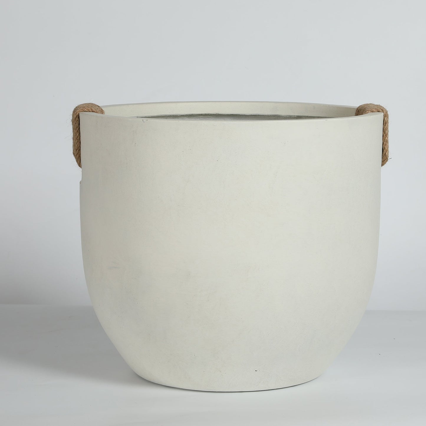 Round Concrete Planter Set of 2, Large Handmade Off White Pots