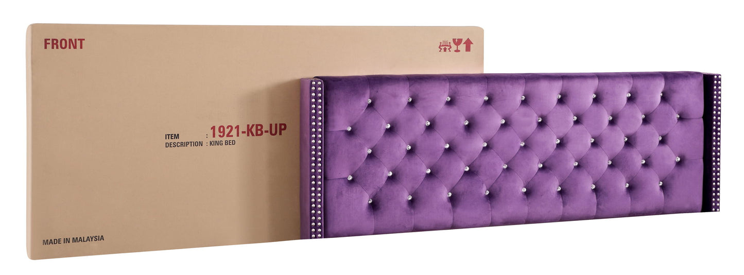 Upholstered Nailhead Trim Chic Bed