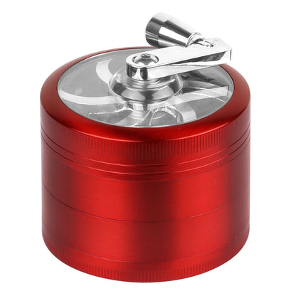 Herb Spice Tobacco Grinder 2.5-inch 4-Piece Zinc Alloy Hand Crank Crusher Kitchen Mill with Pollen Scraper