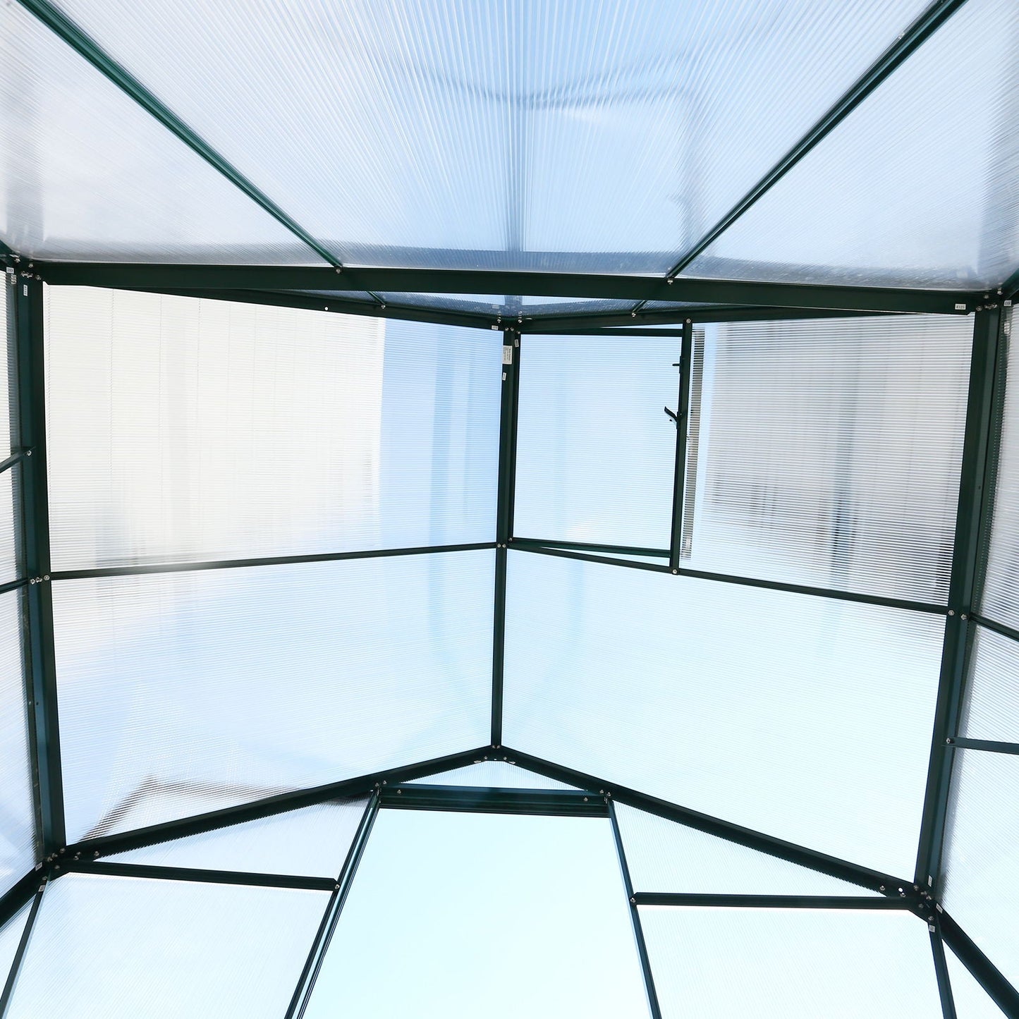Polycarbonate house, Heavy Duty Outdoor Aluminum Walk-In House Kit With Rain Gutter, Vent And Door For Backyard Garden