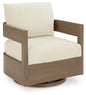 Serene Bay - Swivel Glider Chair With Cushion - Dark Brown / White