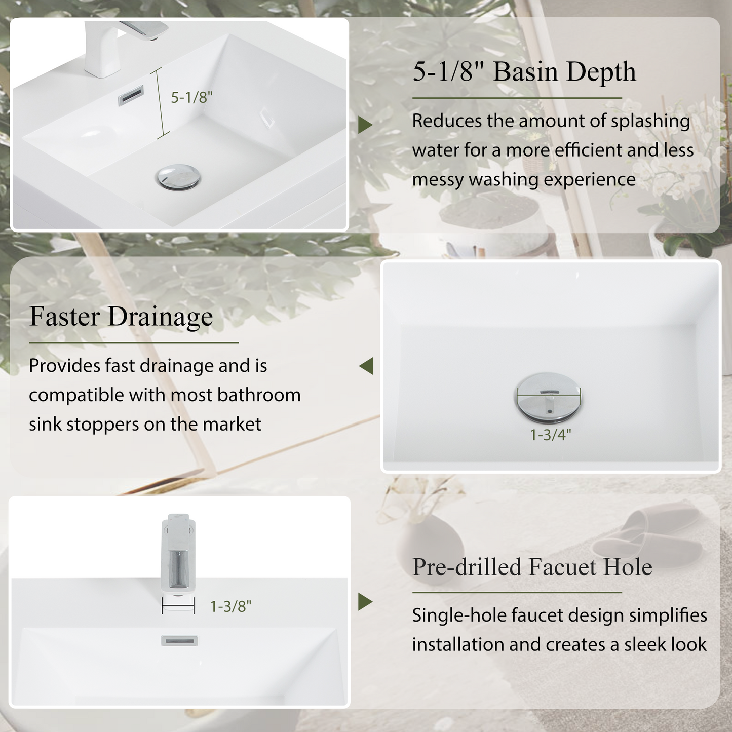 24" Freestanding Bathroom Vanity with Sink and Storage Cabinet