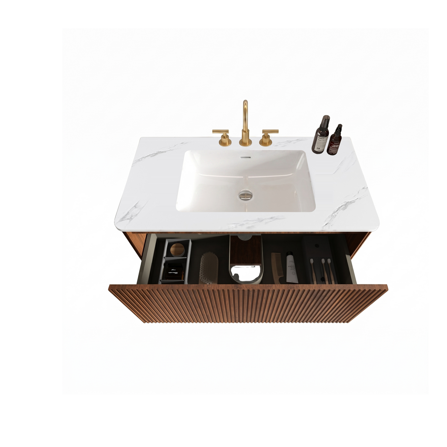 Etna 36" Striped Walnut Bathroom Vanity