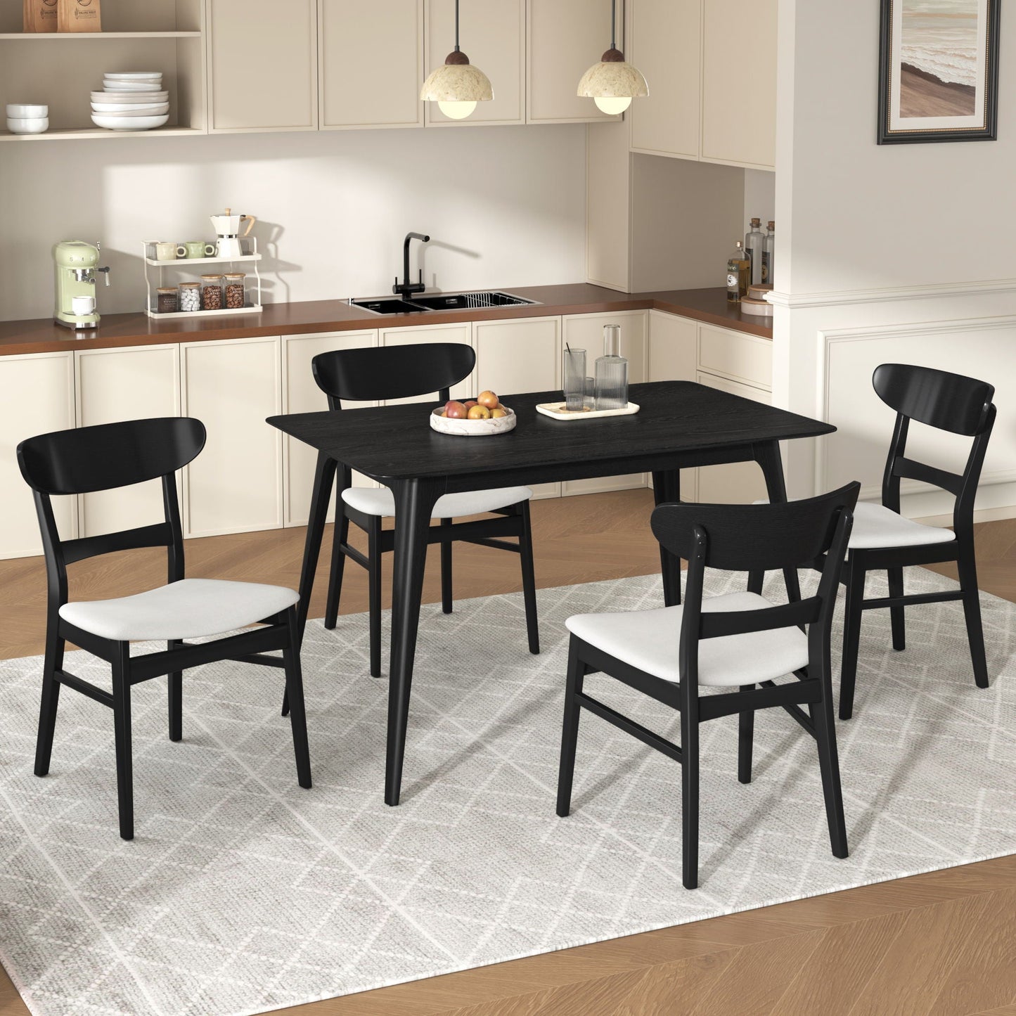 5 Piece Dining Set With Table And 4 Upholstered Chairs