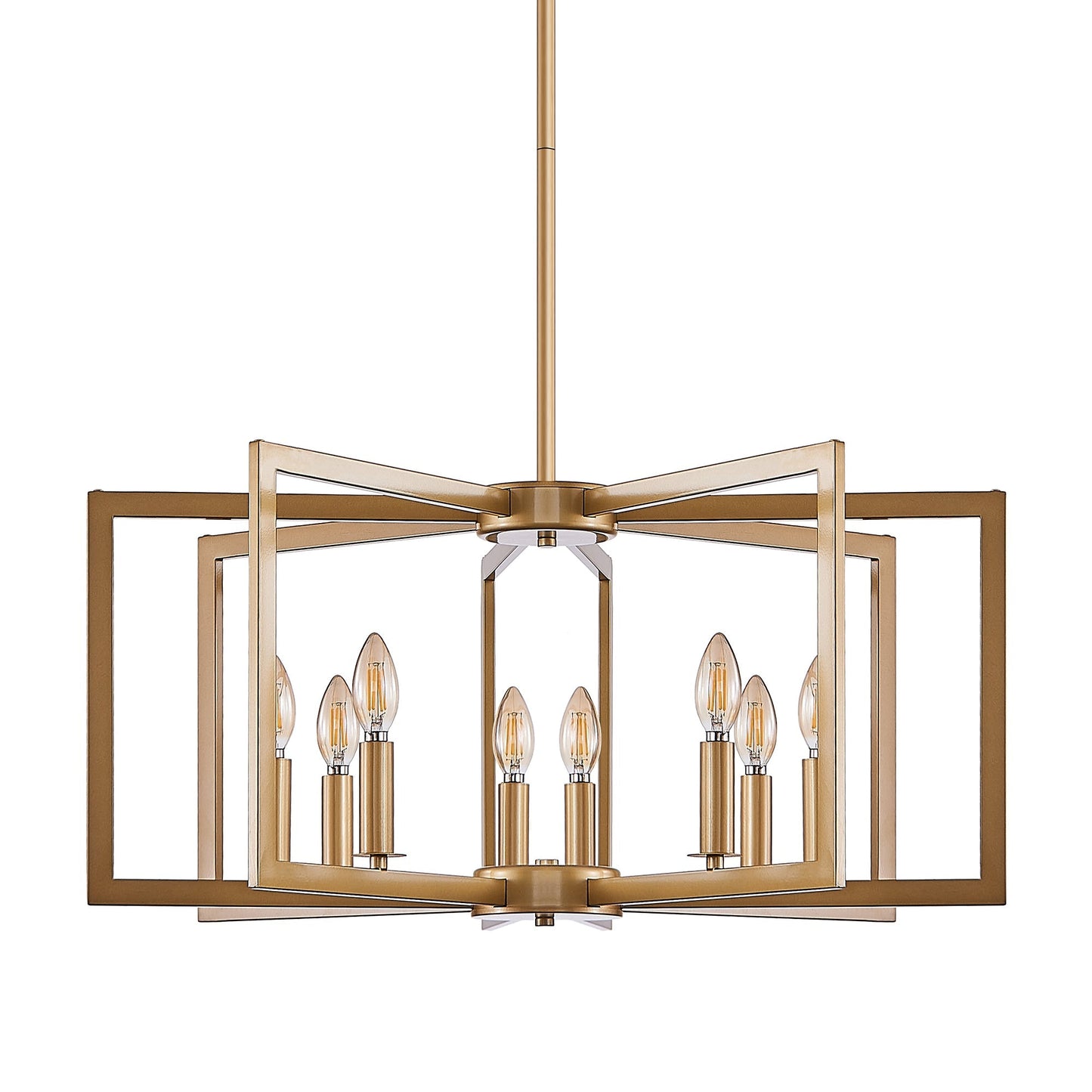 27' Modern Golden Geometric 8-Light Chandelier