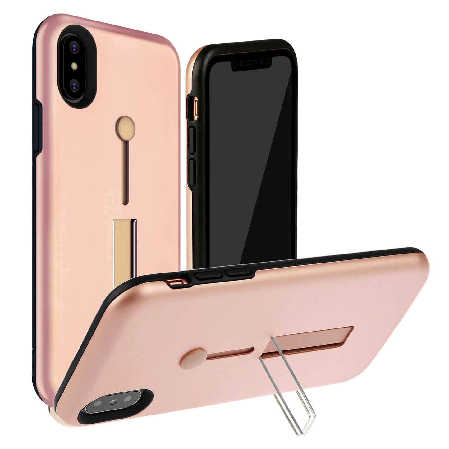 Finger Strap Phone Case for iPhone X Drop-protection Finger Ring Rugged Phone Case with Kickstand Dual Layer Case