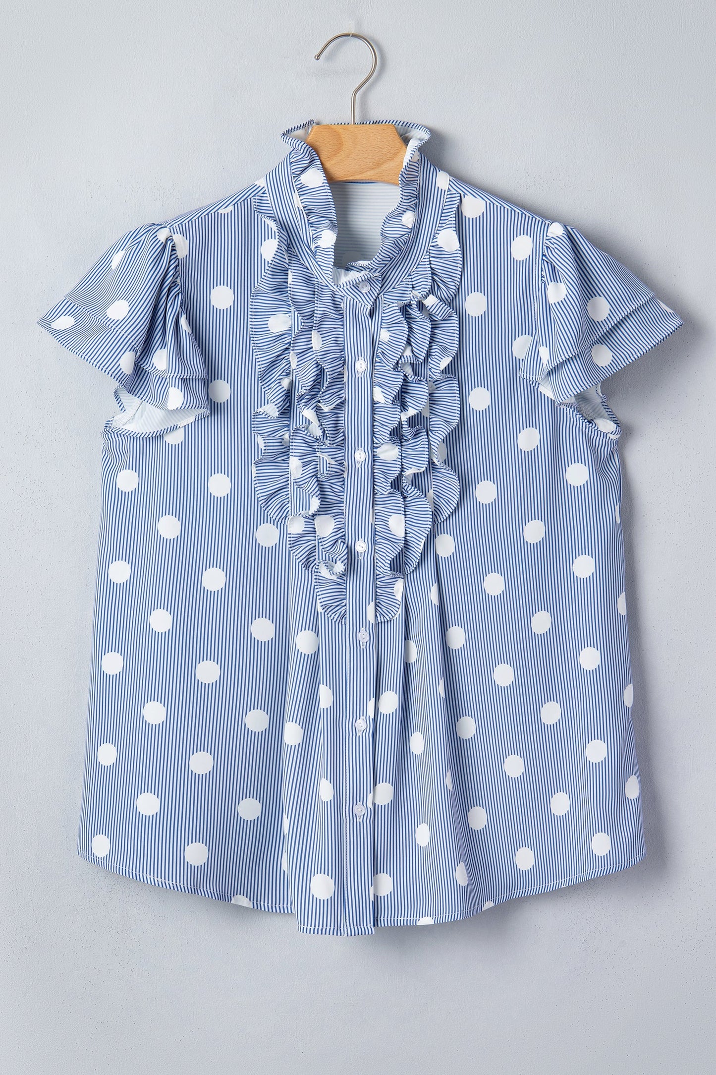 Alaina Pleated Ruffle Sleeve Shirt