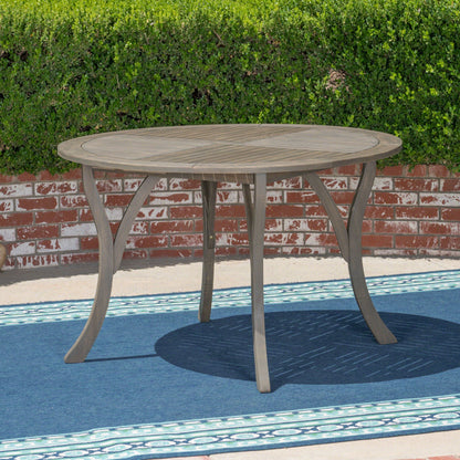 Outdoor Acacia Wood Round Dining Table with Curved Legs