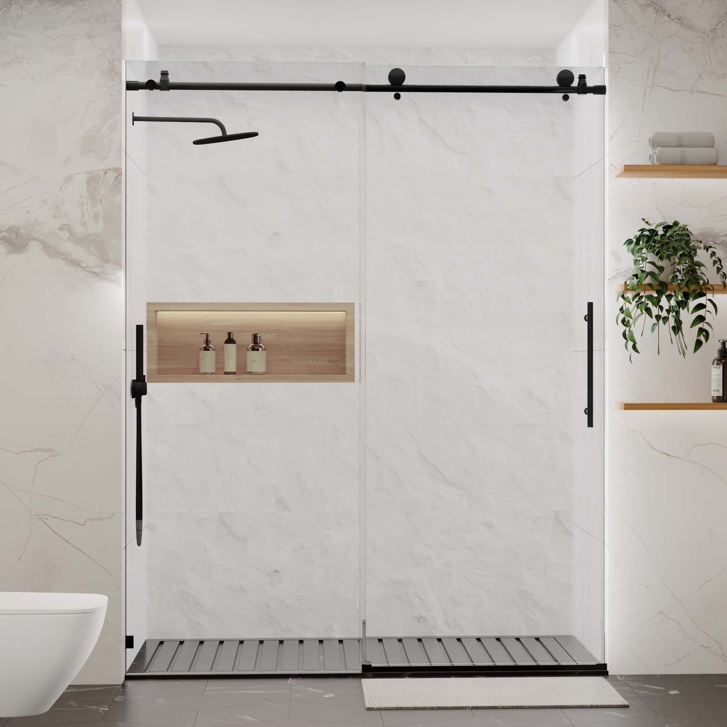 56-60"W x 76"H Frameless Sliding Shower Door with Premium Tempered Glass