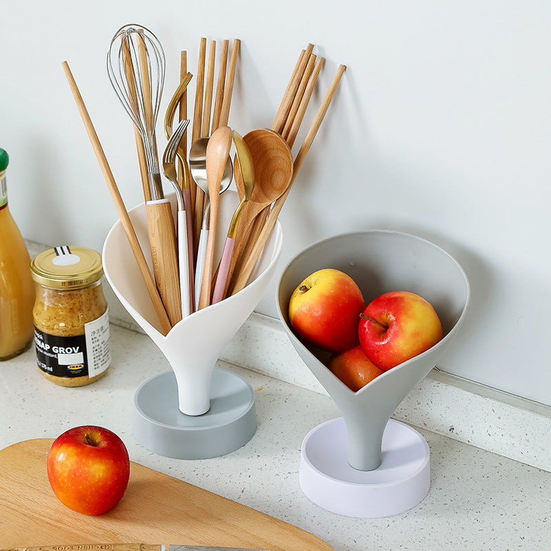 Chopsticks Cage Funnel Vegetable Drain Storage Box Spoon