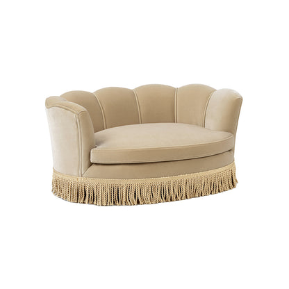 Clara 34.5" Scalloped Pet Sofa Bed, Medium, Fawn