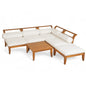 6 Piece Acacia Wood Outdoor Modular Sectional with Daybed and Tea Table