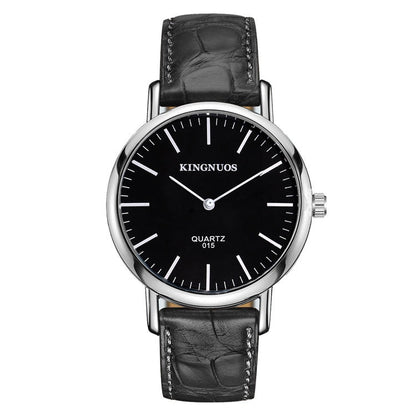 Stylish And Minimalist Two-hand Leather-strap Watch For Men And Women