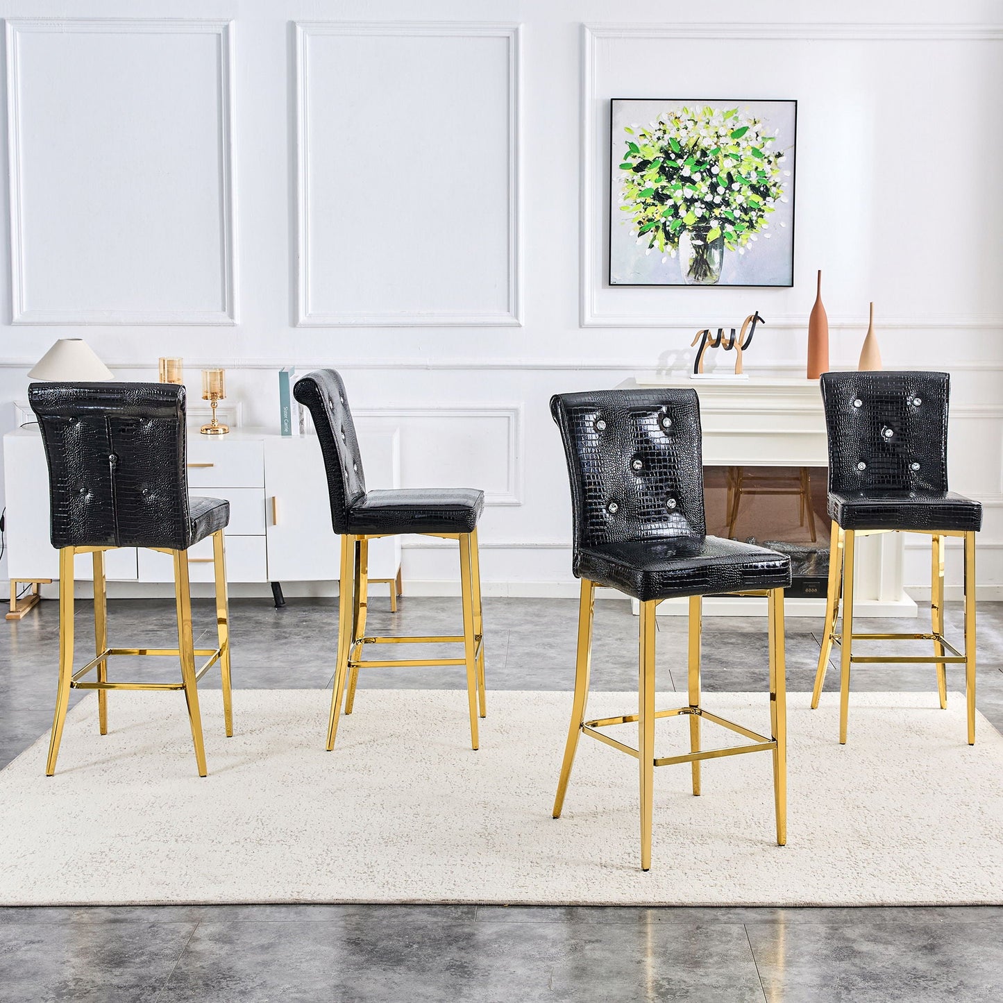 Bar Chairs With Crystal Clasp Design (Set of 2)