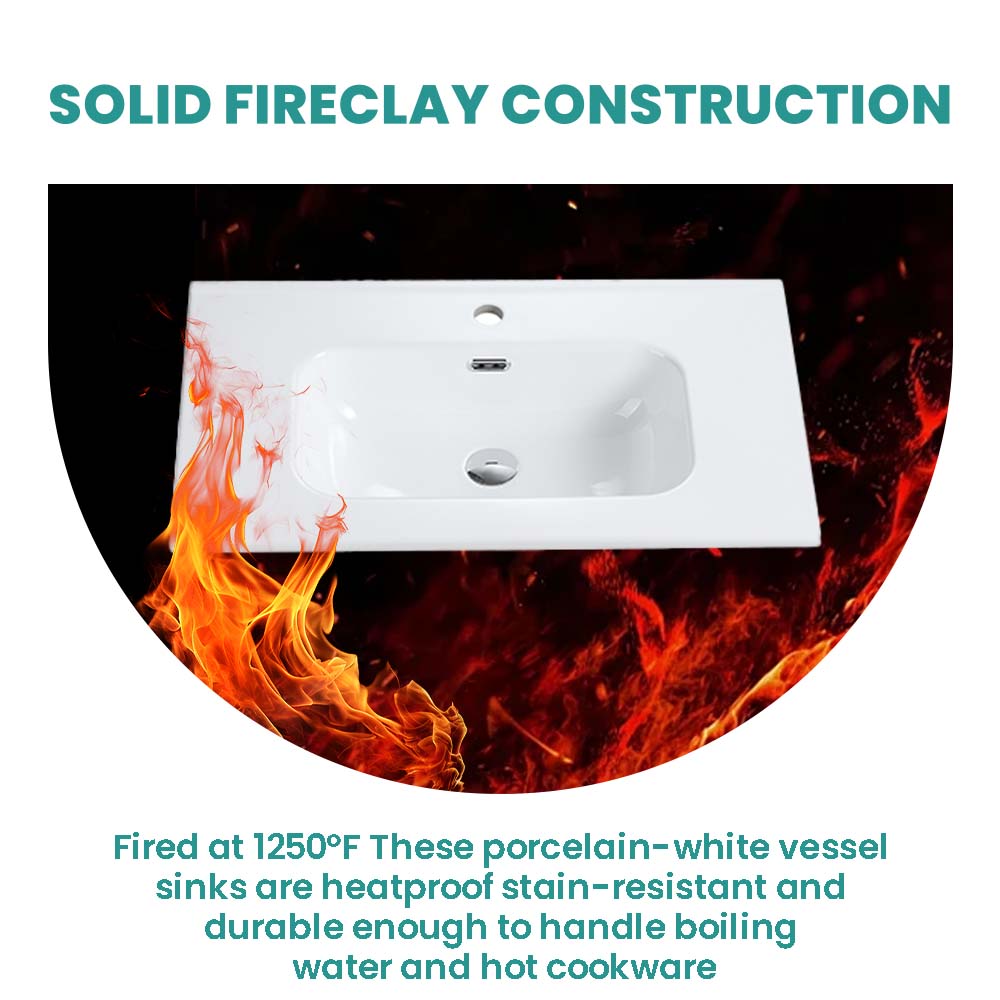 Glossy White Ceramic Integrated Basin