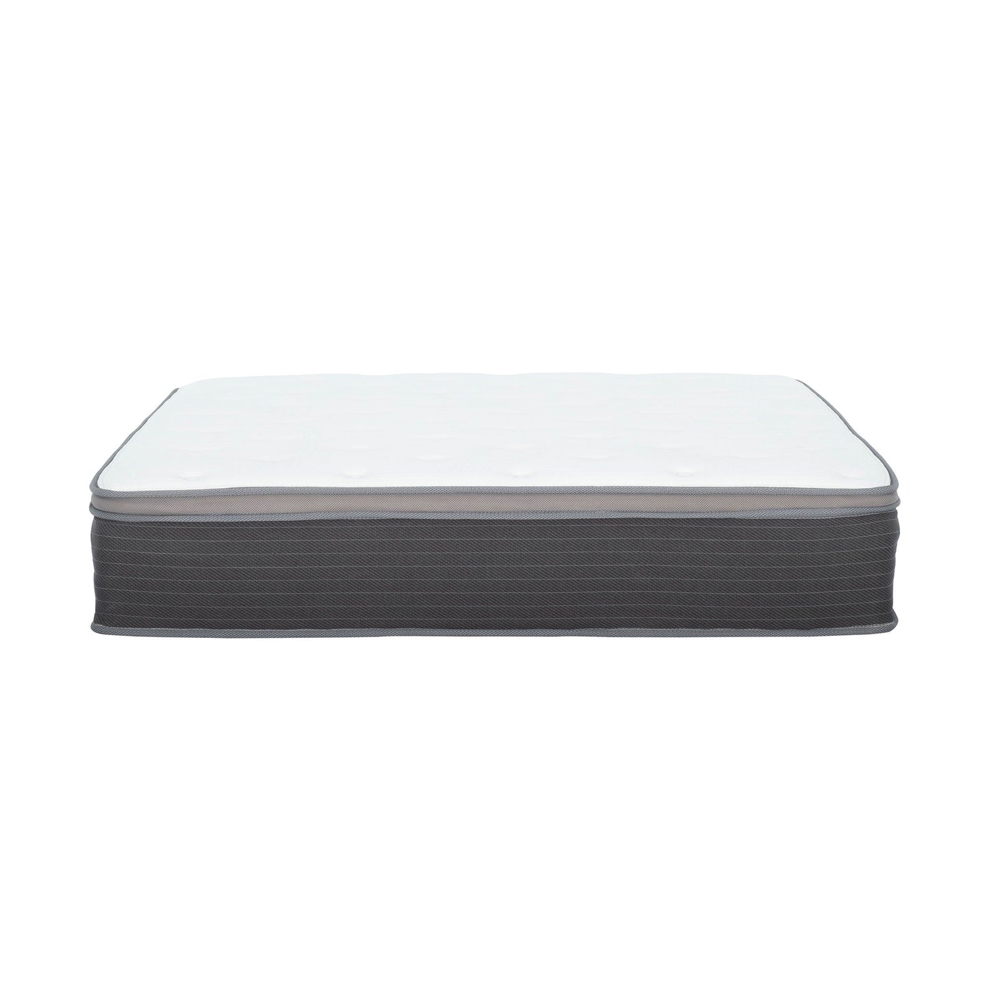 12'' Hybrid Mattress In A Box, Plush Gel Memory Foam Mattress Top With Pocket Coil Base - Gray / White - Queen