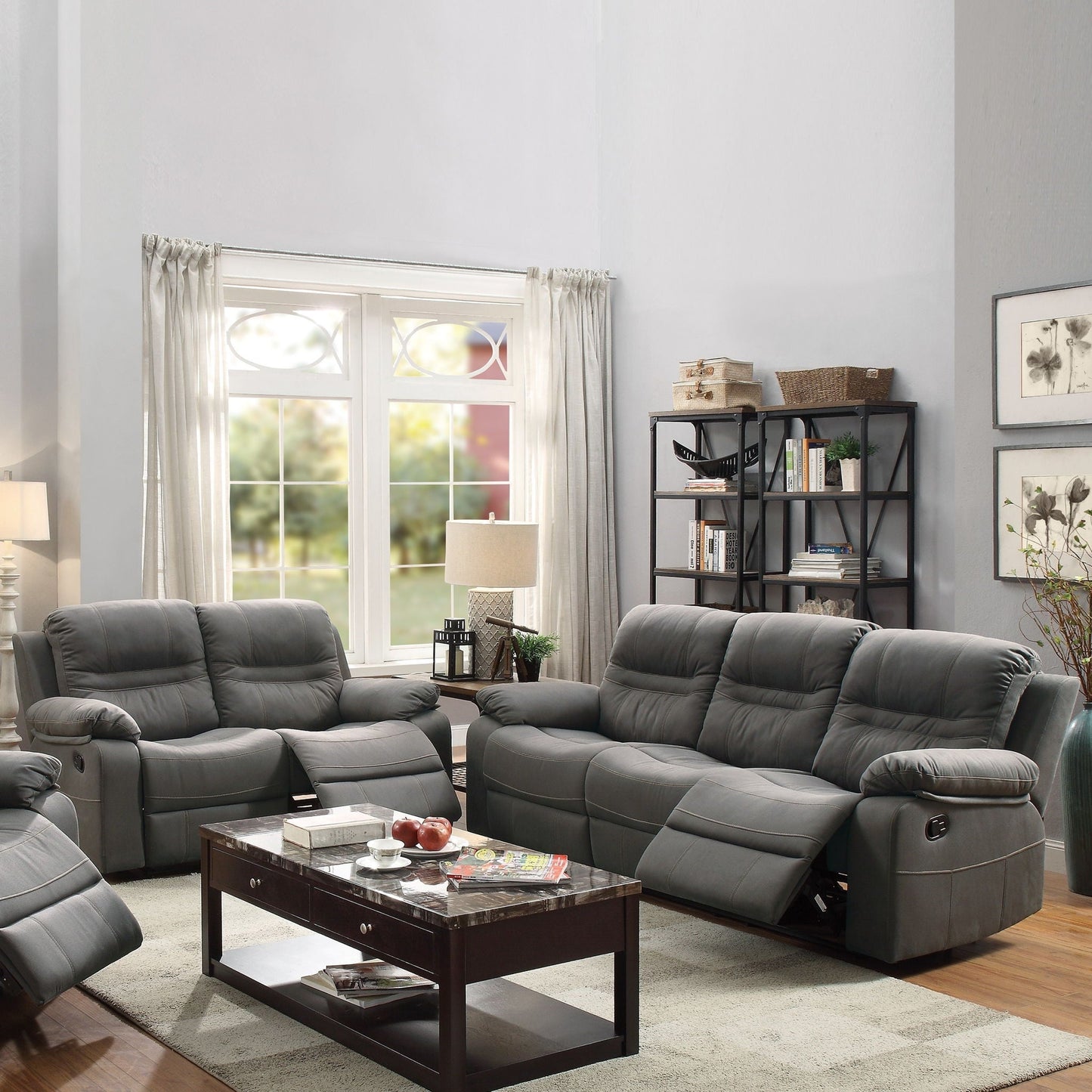 Modern Style Living Room Set With Pillow Arms