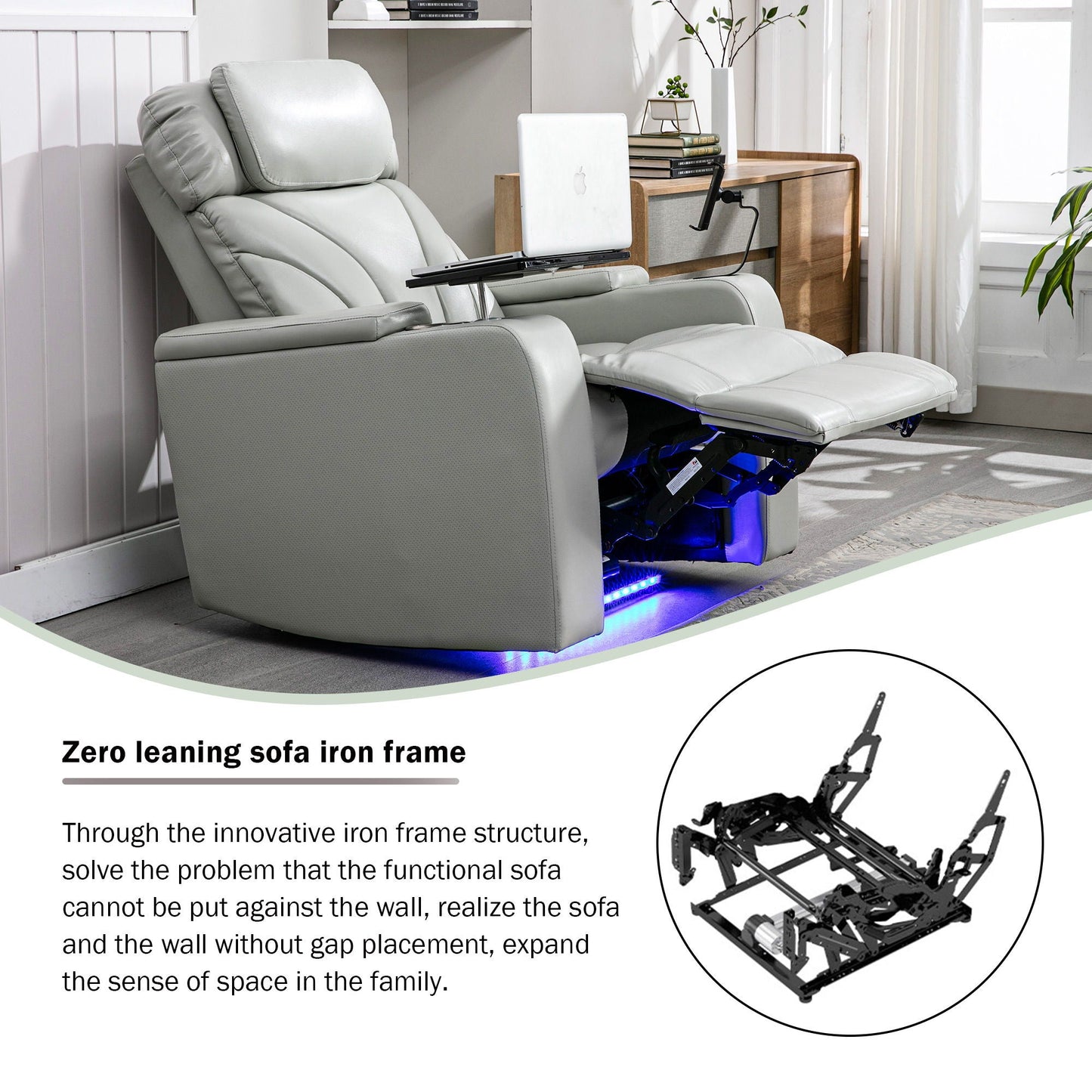 Power Motion Recliner Electric Power Recliner With USB Charging Port, Hidden Arm Storage, Convenient Cup Holder And tooth Speaker