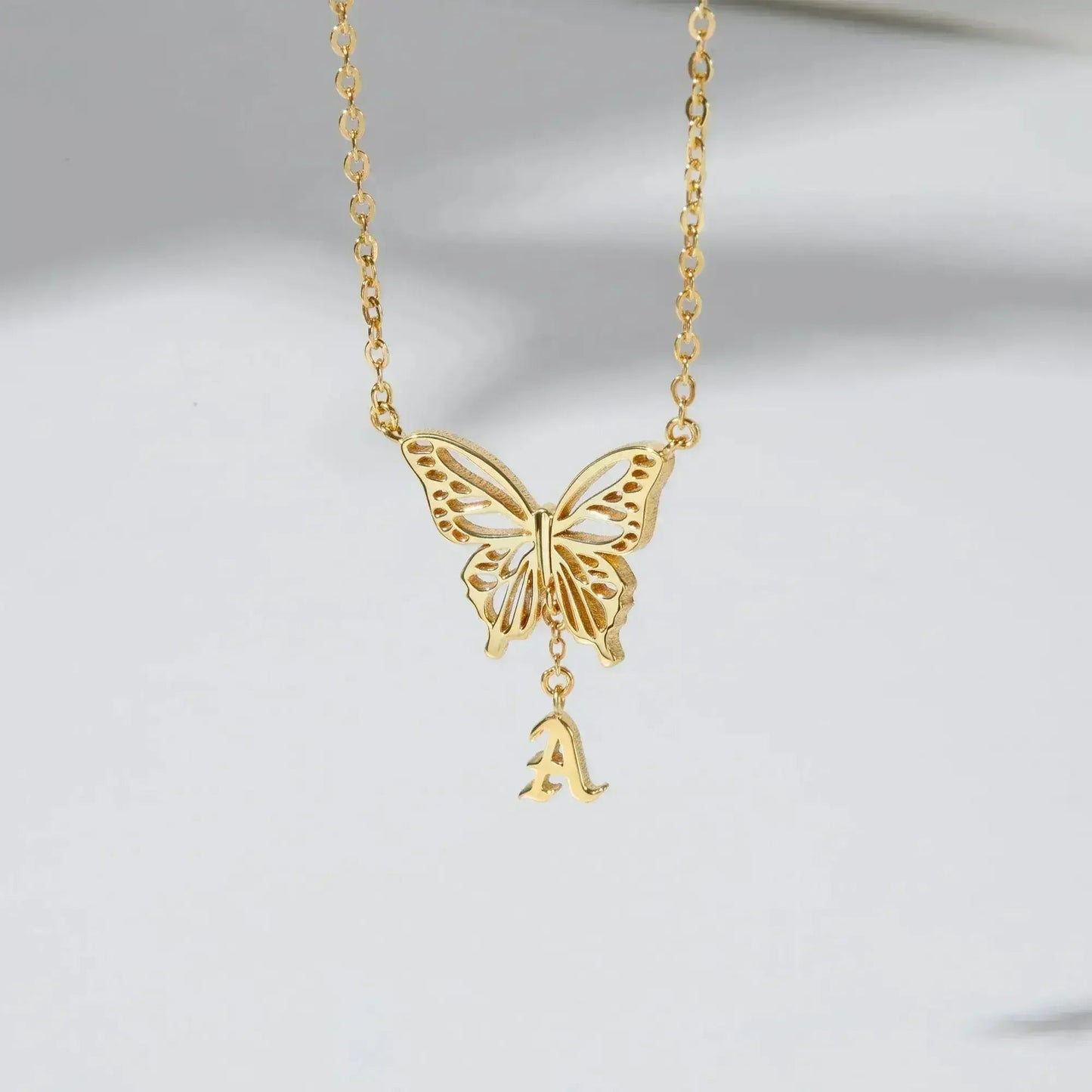 Custom Letter Necklace, Initial Jewelry, Initial Butterfly Necklace