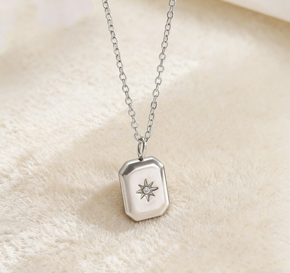 Minimalist Eight-Pointed Star Zircon Necklace