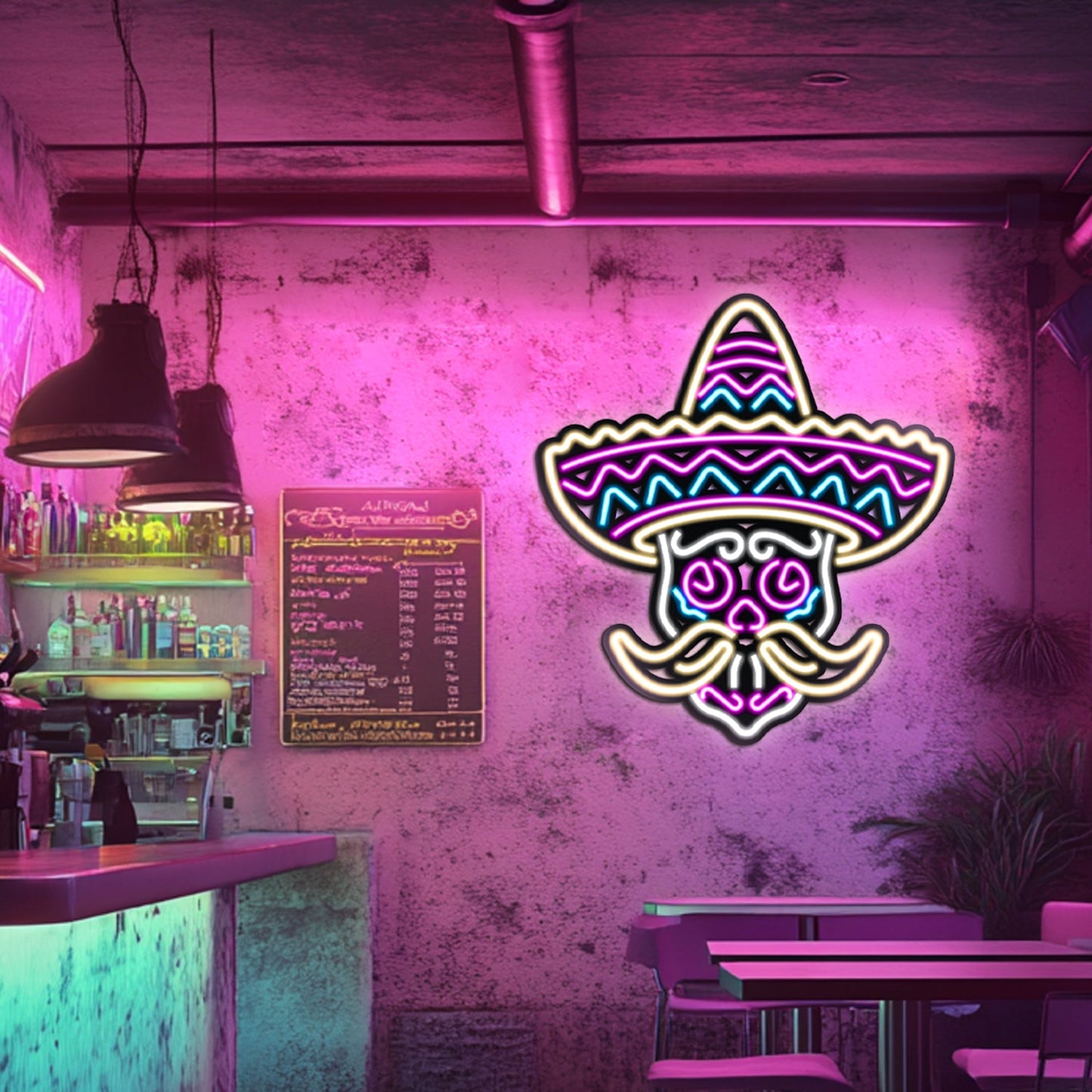 Muertos Skull Metal Neon Wall Art- LN0002