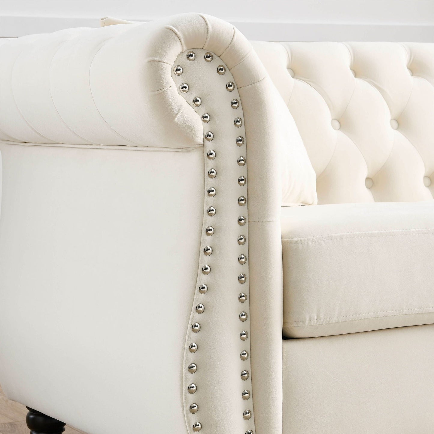 Chesterfield Sofa With Rolled Arms And Nailhead Trim