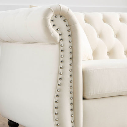 Chesterfield Sofa With Rolled Arms And Nailhead Trim