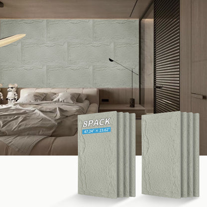 3D Faux Stone Wall Panels - 8 PCS PU Wainscoting Panel