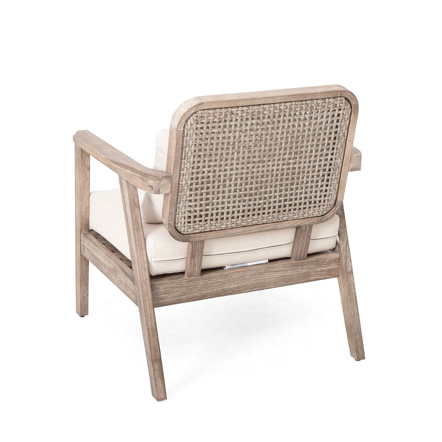 Set of 2 Outdoor Acacia Wood Patio Club Chairs with Waterproof Cushions