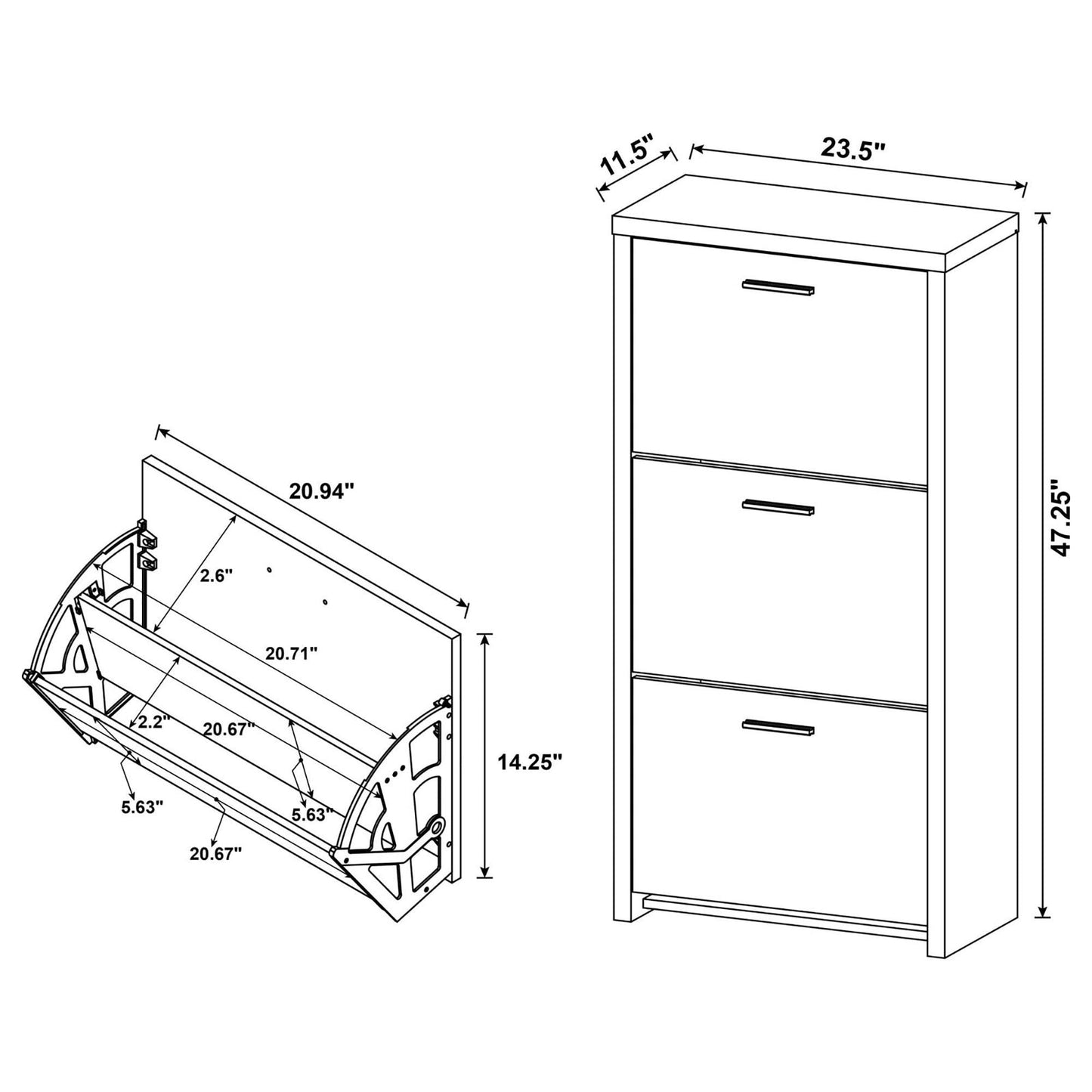 3 Drawer Shoe Rack - Black