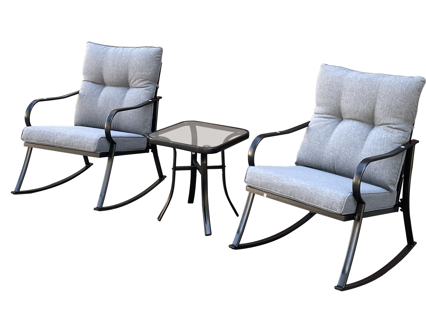 Rocker Set Chair and Teapoy Medium Grey
