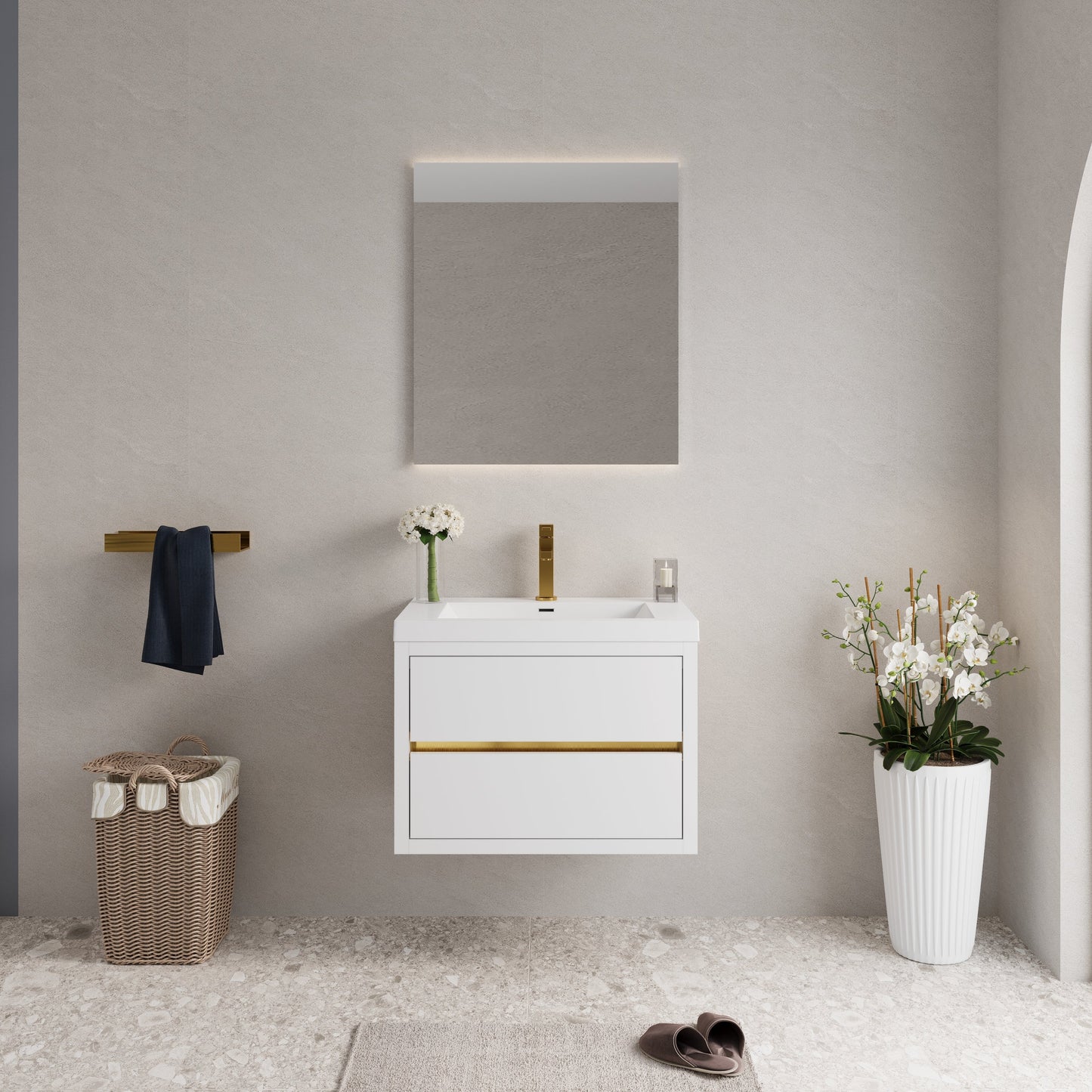 30" Wall-Mounted Bathroom Vanity with Sink