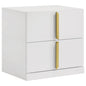 Ines 2-drawer Nightstand Bedside Table White High Gloss