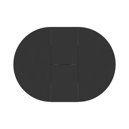 Dining Table For Farmhouse Kitchen Expandable Oval Table Top With Removable Leaf Trestle X Shaped Base - Black