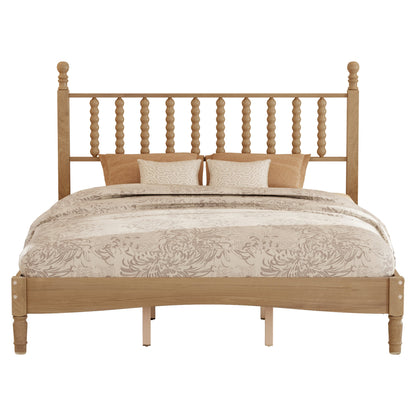 Queen Size Wood Platform Bed with Gourd Shaped Headboard